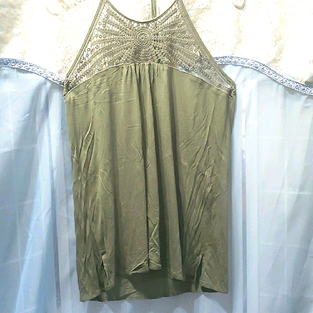 O'NEILL GREEN TUNIC TANK SZ M deep scoop back